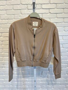 Electric & Rose Taupe Zip-Front Bomber Jacket - Bond Jacket in Sand